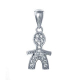 Sterling Silver Stylish Round-Cut Clear Cz Boy Pendant with Pendant Dimension of 11MMx25.4MM