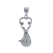 Load image into Gallery viewer, Sterling Silver Fancy pave Set Clear Cz Dancing Couple Pendant with Pendant Dimensions of 9MMx25.4MM