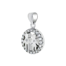 Load image into Gallery viewer, Sterling Silver Circle Of Love Boy And Girl Cubic Zirconia Pendant