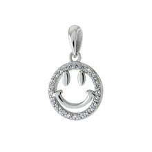 Load image into Gallery viewer, Sterling Silver Happy Face Emoji CZ PendantAnd Diameter 12.5mm