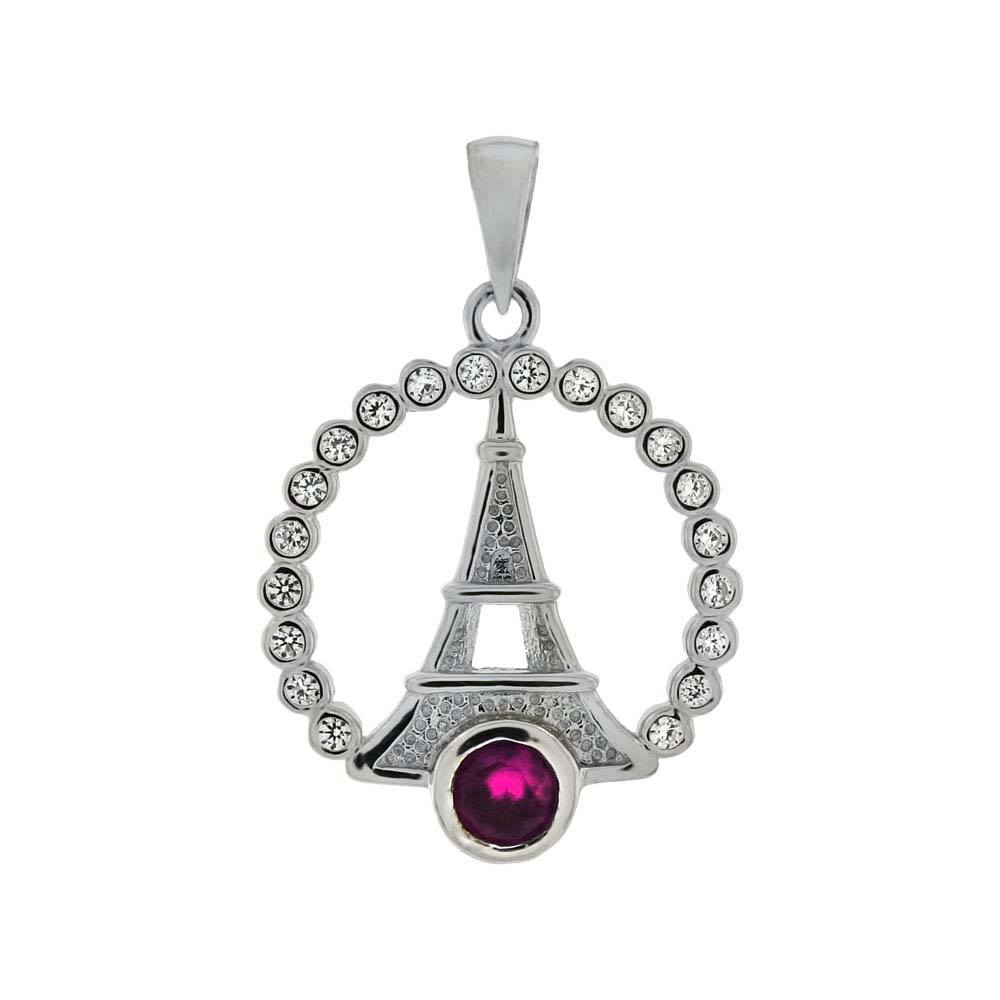 Sterling Silver CZ Eiffel Tower Pendant