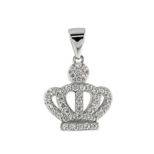 Load image into Gallery viewer, Sterling Silver Pave CZ Crown Pendant