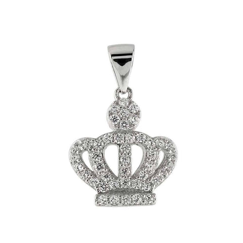 Sterling Silver Pave CZ Crown Pendant