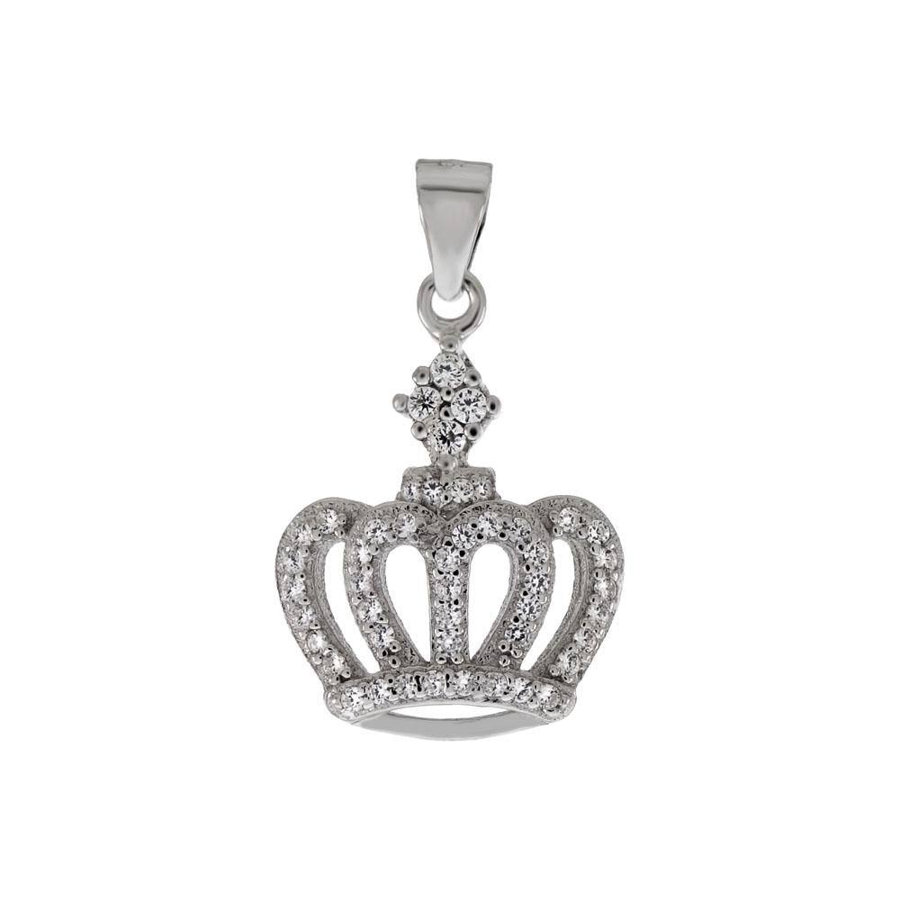 Sterling Silver Cubic Zirconia Crown Pendant