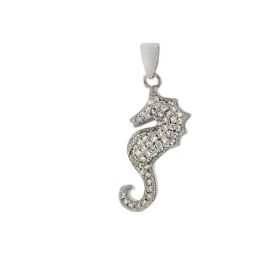 Sterling Silver Seahorse CZ Pendant