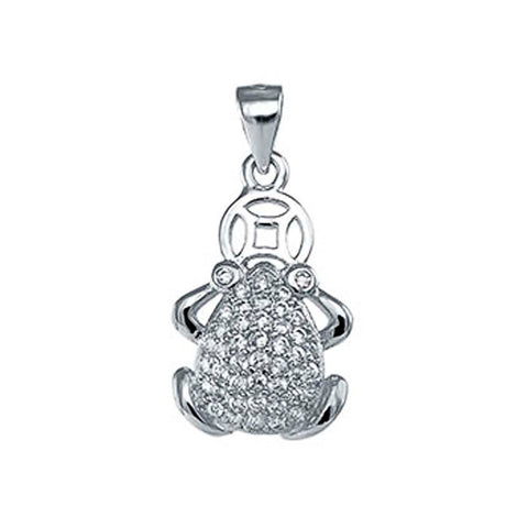 Fashionable Sterling Silver Dolphin CZ Pendant with Pendant Dimensions of 11.5MMx25MM