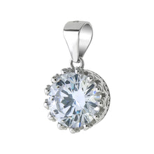 Load image into Gallery viewer, Sterling Silver Crown With CZ Solitaire Pendant