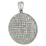 Sterling Silver Micro Pave Setting Cubic Zirconia Dome Pendant