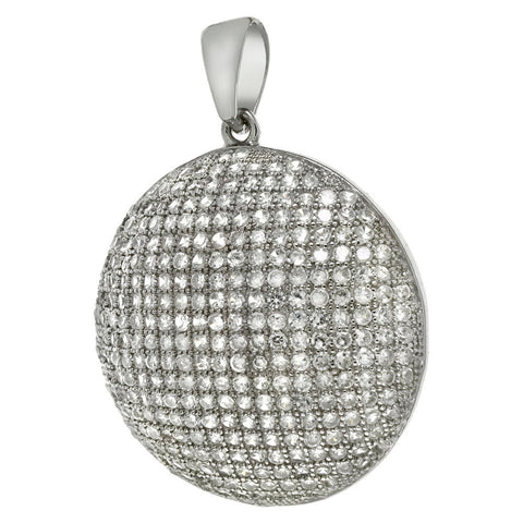 Sterling Silver Micro Pave Setting Cubic Zirconia Dome Pendant