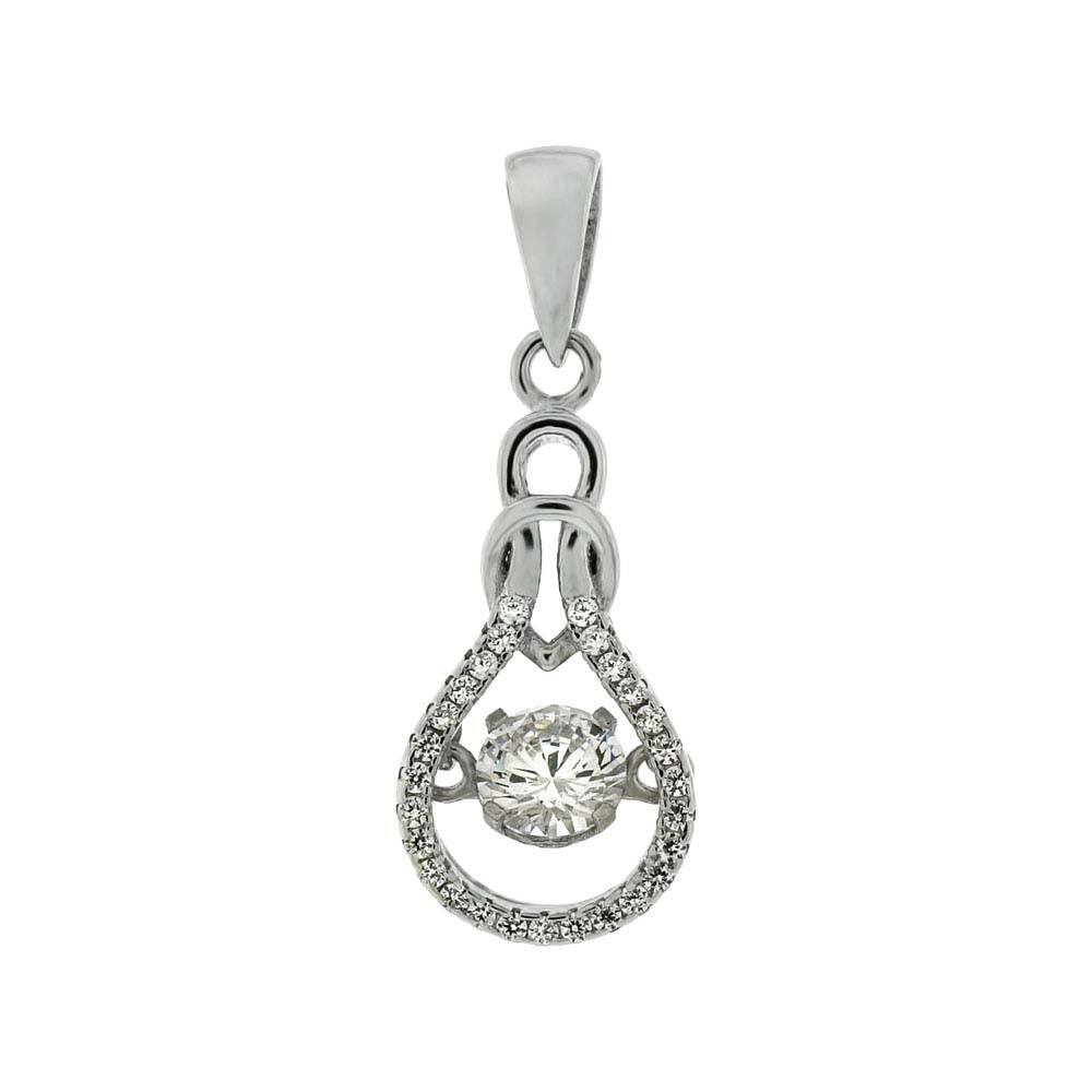 Sterling Silver CZ In Motion Pendant And  Width 1 inch