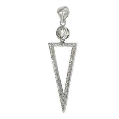 Sterling Silver Triangle With 5mm CZ Round Bezel-Set Pendant - silverdepot