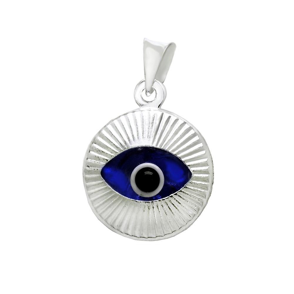 Sterling Silver Round Evil Eye Pendant