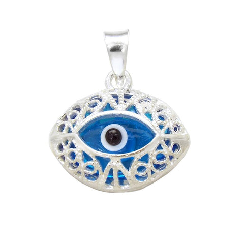 Sterling Silver Filigree Evil Eye Pendant