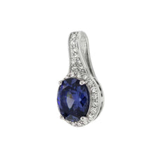 Load image into Gallery viewer, Sterling Silver Oval Simulated Tanzanite CZ Pendant