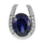 Sterling Silver Horse Shoe Pendant With Tanzanite And Clear CZ