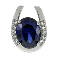 Load image into Gallery viewer, Sterling Silver Horse Shoe Pendant With Tanzanite And Clear CZ