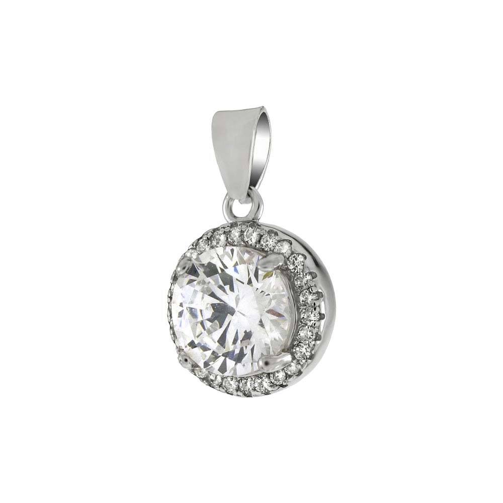 Sterling Silver Cubic Zirconia Halo Pendant