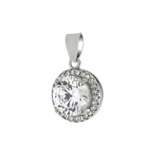 Load image into Gallery viewer, Sterling Silver Cubic Zirconia Halo Pendant