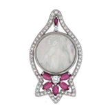 Sterling Silver Mother of Pearl Virgin Mary With CZ PendantAnd Weight 4.5gramAnd Length 1.5 inchesAnd Width 20.6mm
