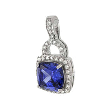 Load image into Gallery viewer, Sterling Silver Simulated Tanzanite CZ Pendant