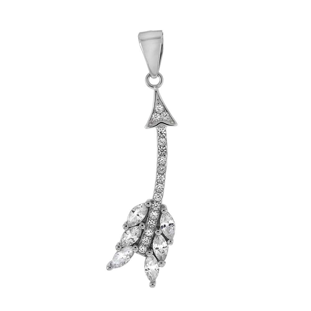 Sterling Silver Arrow Shaped Pendant With CZ StonesAnd Length 1 3/8 inchAnd Width 8mm