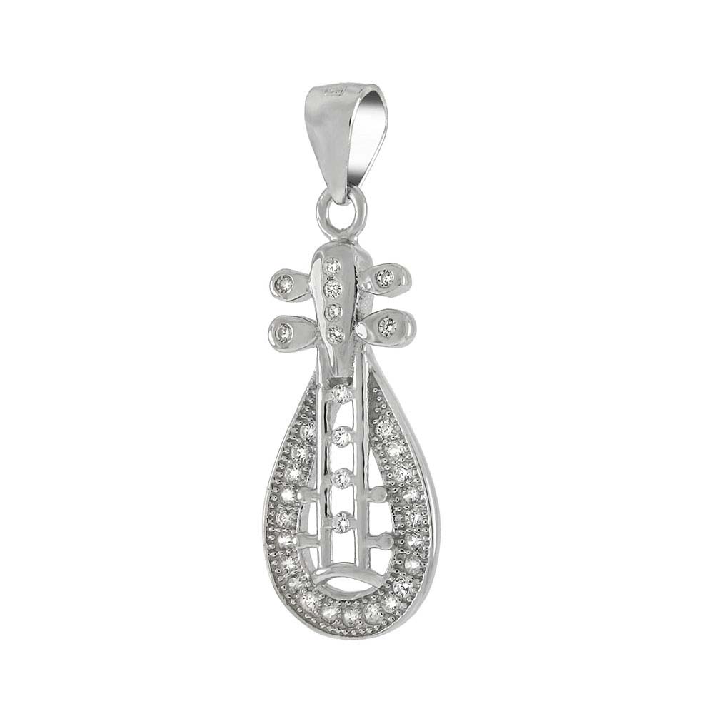 Sterling Silver CZ Music Instrument Pendant