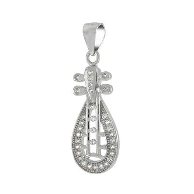 Sterling Silver CZ Music Instrument Pendant
