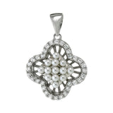 Sterling Silver Cubic Zirconia Imitation Pearl Pendant