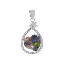 Load image into Gallery viewer, Sterling Silver Dark Colored CZ Heart Centered PendantAnd Length of 1 1/8