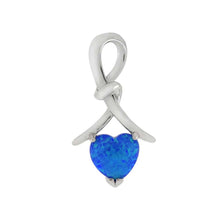 Load image into Gallery viewer, Sterling Silver Simulated Blue Opal Heart Pendant