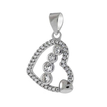 Load image into Gallery viewer, Sterling Silver Heart Shaped Pendant With CZ StonesAnd Length 7/8 inchAnd Width 15.3 mm