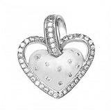 Sterling Silver Micro Pave CZ Heart Rhodium Pendant And Width 16 mm