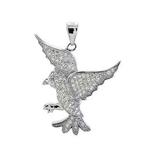 Load image into Gallery viewer, Sterling Silver Flying Bird Pave CZ Rhodium PendantAnd Length of 1 1/4