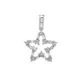 Sterling Silver Round & Baguette CZ Star Pendant And Width 1/2 inch