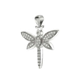 Sterling Silver CZ Dragon Fly Pendant And Width 7/8 inch