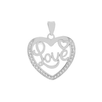 Sterling Silver LOVE CZ Heart Pendant