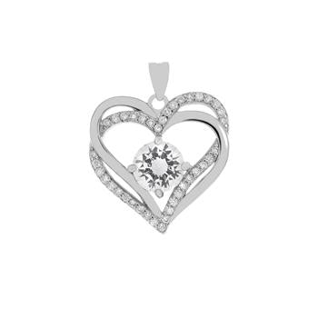 Sterling Silver CZ Heart Pendant