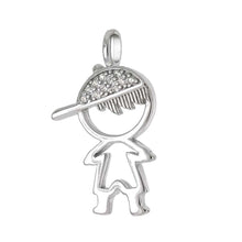 Load image into Gallery viewer, Sterling Silver Boy Cubic Zirconia Pendant