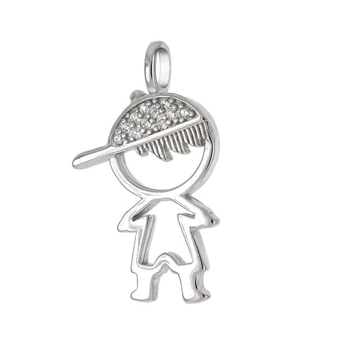 Sterling Silver Boy Cubic Zirconia Pendant