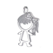 Load image into Gallery viewer, Sterling Silver Girl Cubic Zirconia Pendant