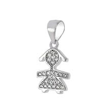 Load image into Gallery viewer, Sterling Silver Girl Shaped Pendant With Cubic Zirconia StonesAnd Length ��� inchAnd Width 10mm