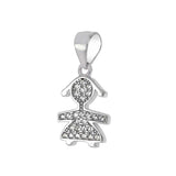 Sterling Silver Girl Shaped Pendant With Cubic Zirconia StonesAnd Length ��� inchAnd Width 10mm