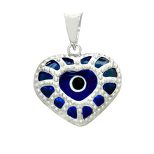 Load image into Gallery viewer, Sterling Silver Heart Evil Eye Pendant