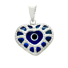 Sterling Silver Heart Evil Eye Pendant