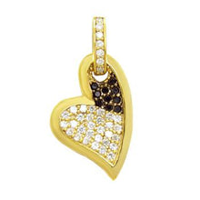 Load image into Gallery viewer, Sterling Silver Gold Plated Black And White Micro Pave CZ Heart Pendant