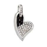 Sterling Silver Black and White Micro Pave CZ Heart Pendant