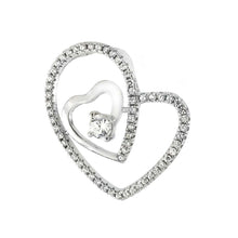 Load image into Gallery viewer, Sterling Silver Micro Pave CZ Floating Heart Pendant And Width 7/8 inch