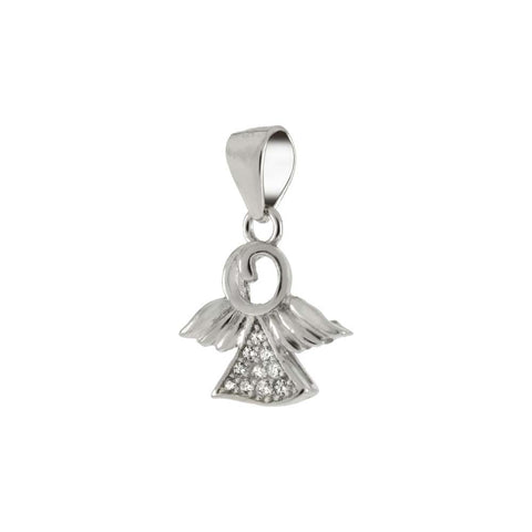 Sterling Silver Angel Pave Cubic Zirconia Pendant