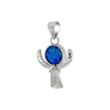 Load image into Gallery viewer, Sterling Silver Simulated Blue Opal Angle Pendant
