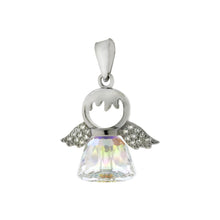 Load image into Gallery viewer, Sterling Silver Crystal Angel With Pave Cubic Zirconia Pendant